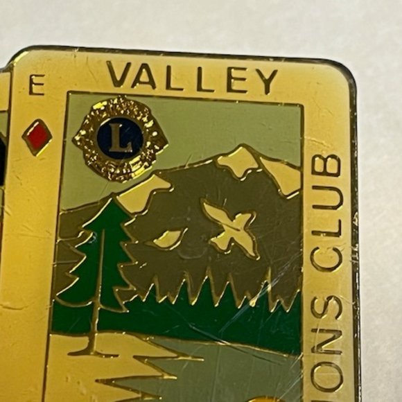 Tahoe Valley Lions Club Playing Cards Hat Lapel Tack Pin 2.5"x 2" - Picture 4 of 10